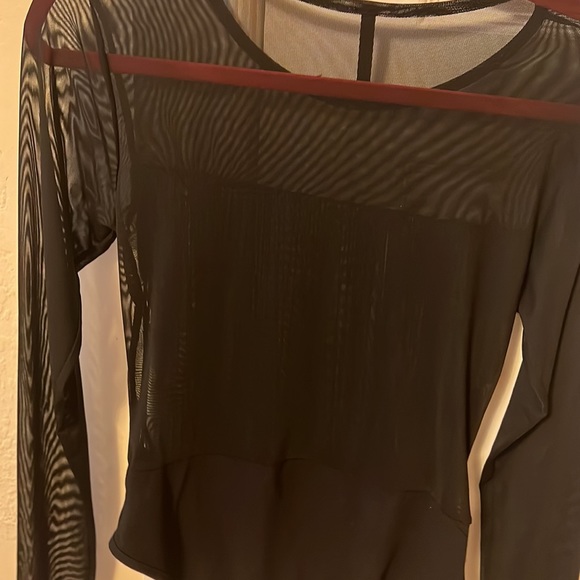 Mesh Fringe Top- Black, bodysuit - Picture 7 of 11